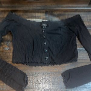 Size small Forever 21 black off the shoulder crop top